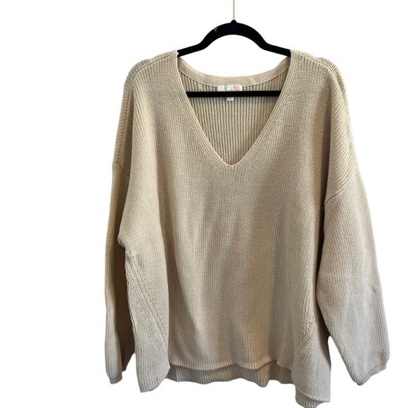 WE by living in Yellow Knit Ribbed V Neck Chunky Sweater 2X NWOT - Picture 1 of 9